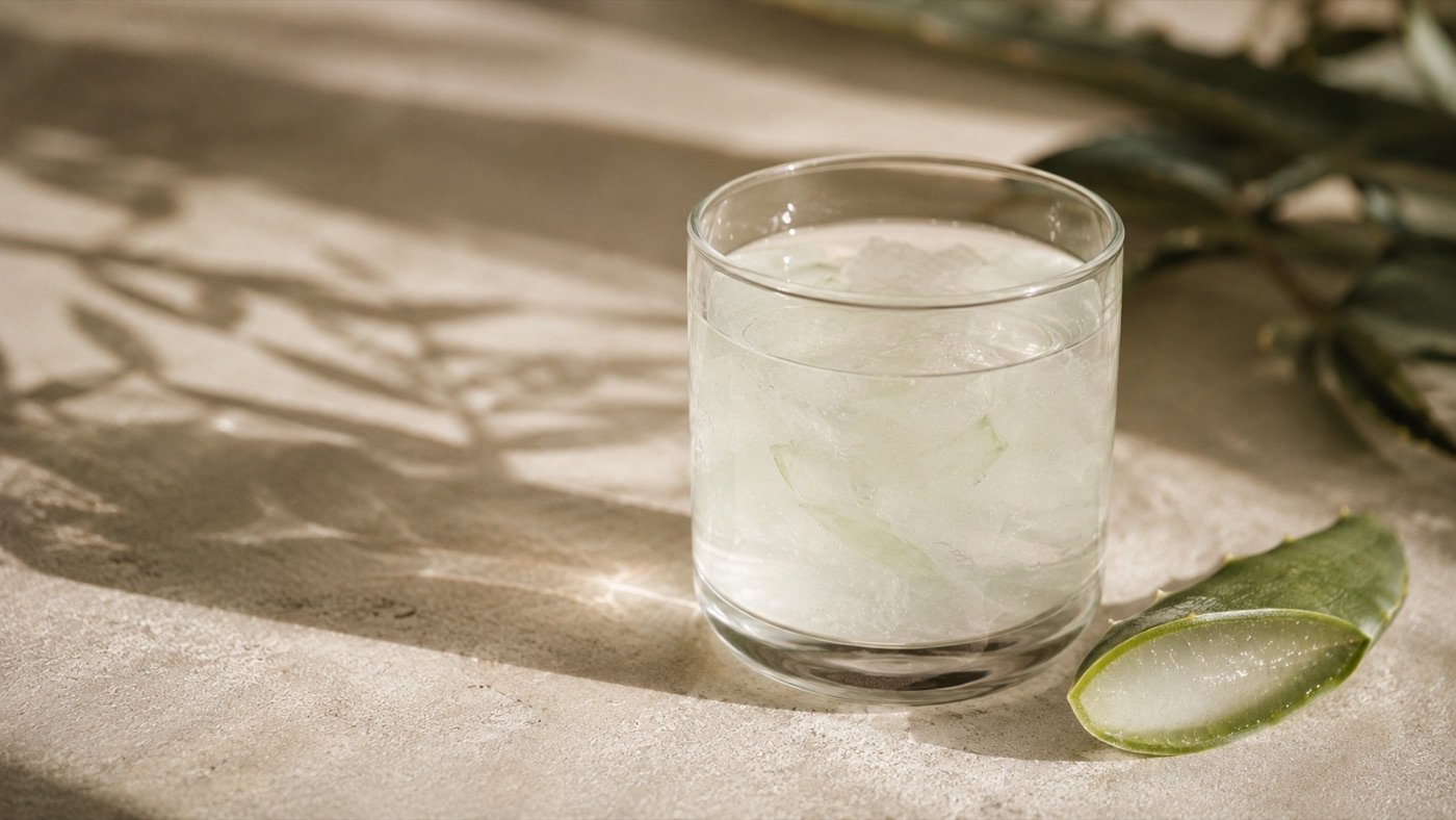 Pulpe d'aloe vera à boire, ambiance simple et naturelle
